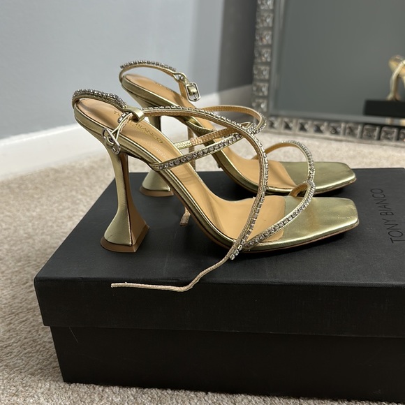 Tony Bianco Gold strap up rhinestone heels - Picture 2 of 6